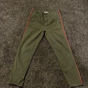 Velvet by Graham & Spencer Olive Ankle Pants with Red Stripe